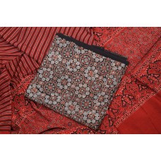 Ajrakh Hand Block Printed Cotton Unstitched Salwar Suit Material -BQ AA876